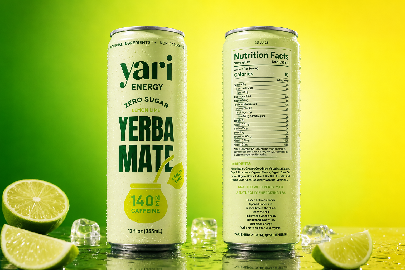 Yari Energy — Organic Yerba Mate Energy Drink (Lemon Lime)